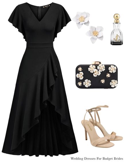 Black maxi dress with accessories for a semi-formal wedding. 

#weddingguestdress #springwedding #semiformaldress #neutralheels #amazondress 

#LTKwedding #LTKSeasonal #LTKstyletip