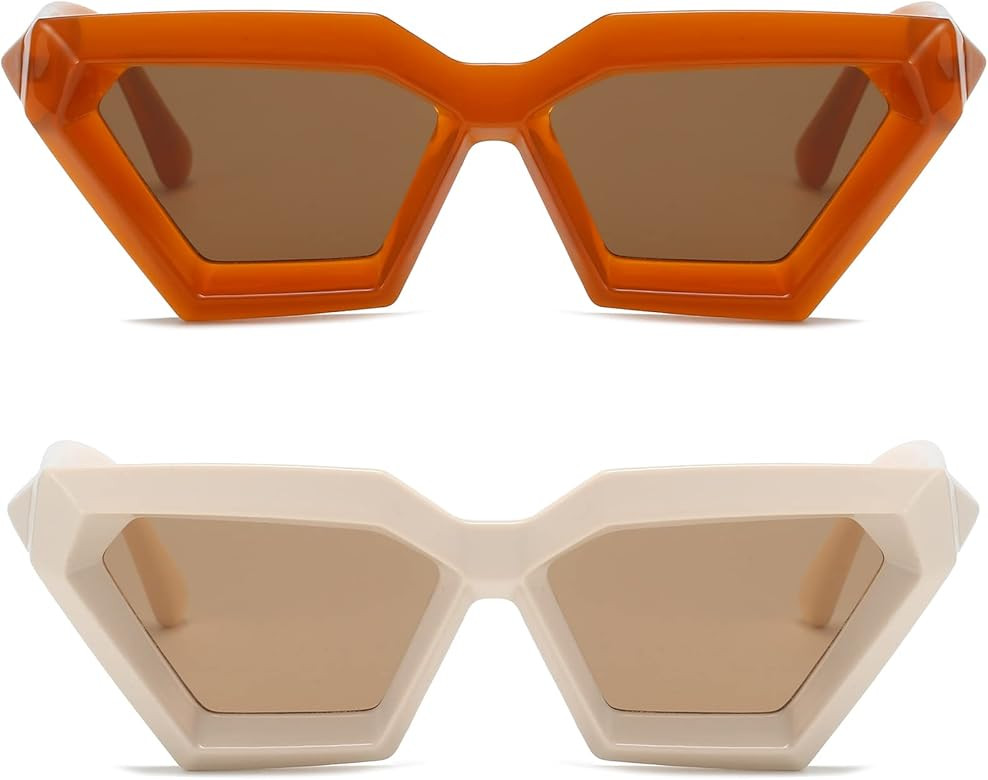 Breaksun Thick Frame Cat Eye Sunglasses for Women Vintage Trendy Cateye Sun Glasses Retro Style S... | Amazon (US)