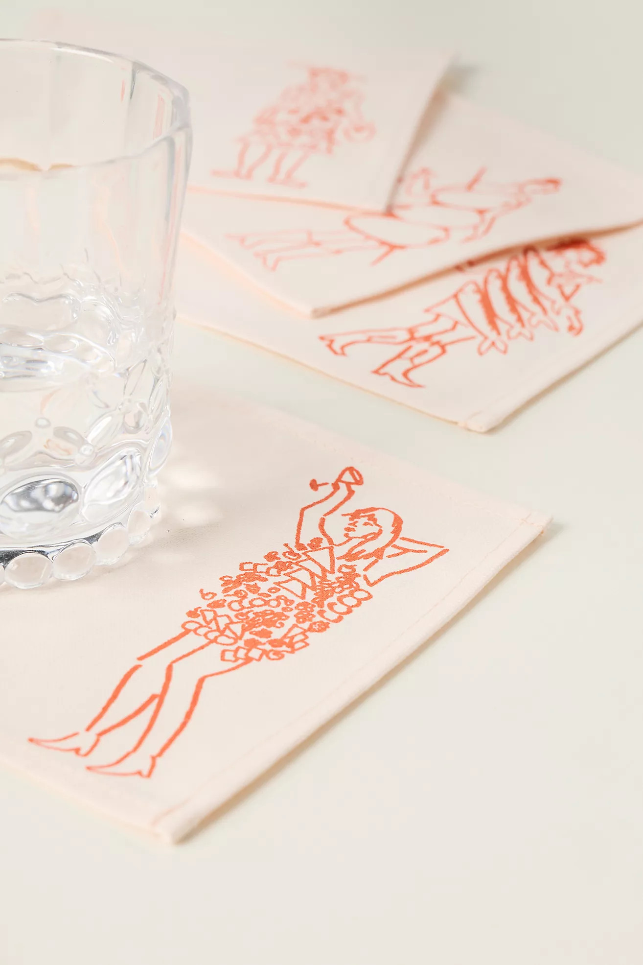 Phthalo Ruth x Julie Peach Dinner Girls Cocktail Napkins, Set of 4 | Anthropologie (US)