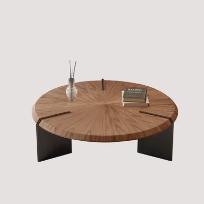 Floating Round Coffee Table, Modern Design with Walnut MDF Top and 39.37 Inch | Wayfair North America