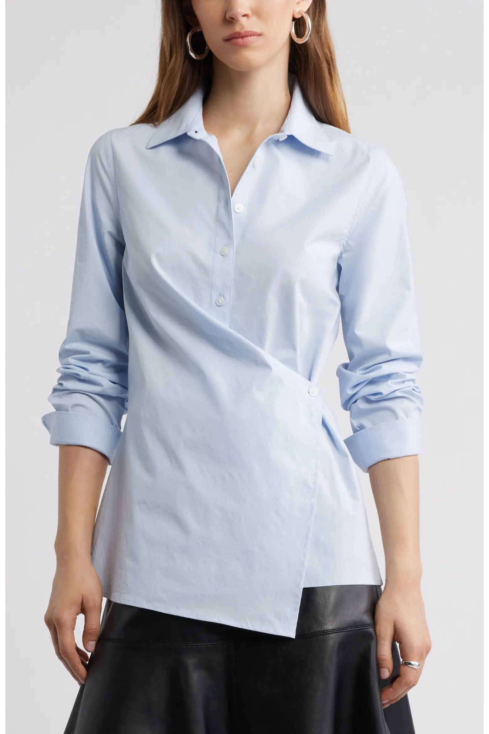 Long Sleeve Wrap Button-Up Shirt (Women) | Nordstrom | Nordstrom