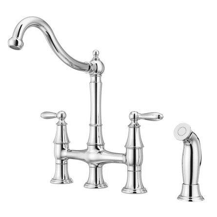 F0314CO Courant Bridge Double Handle Kitchen Faucet with Side Spray | Wayfair Professional