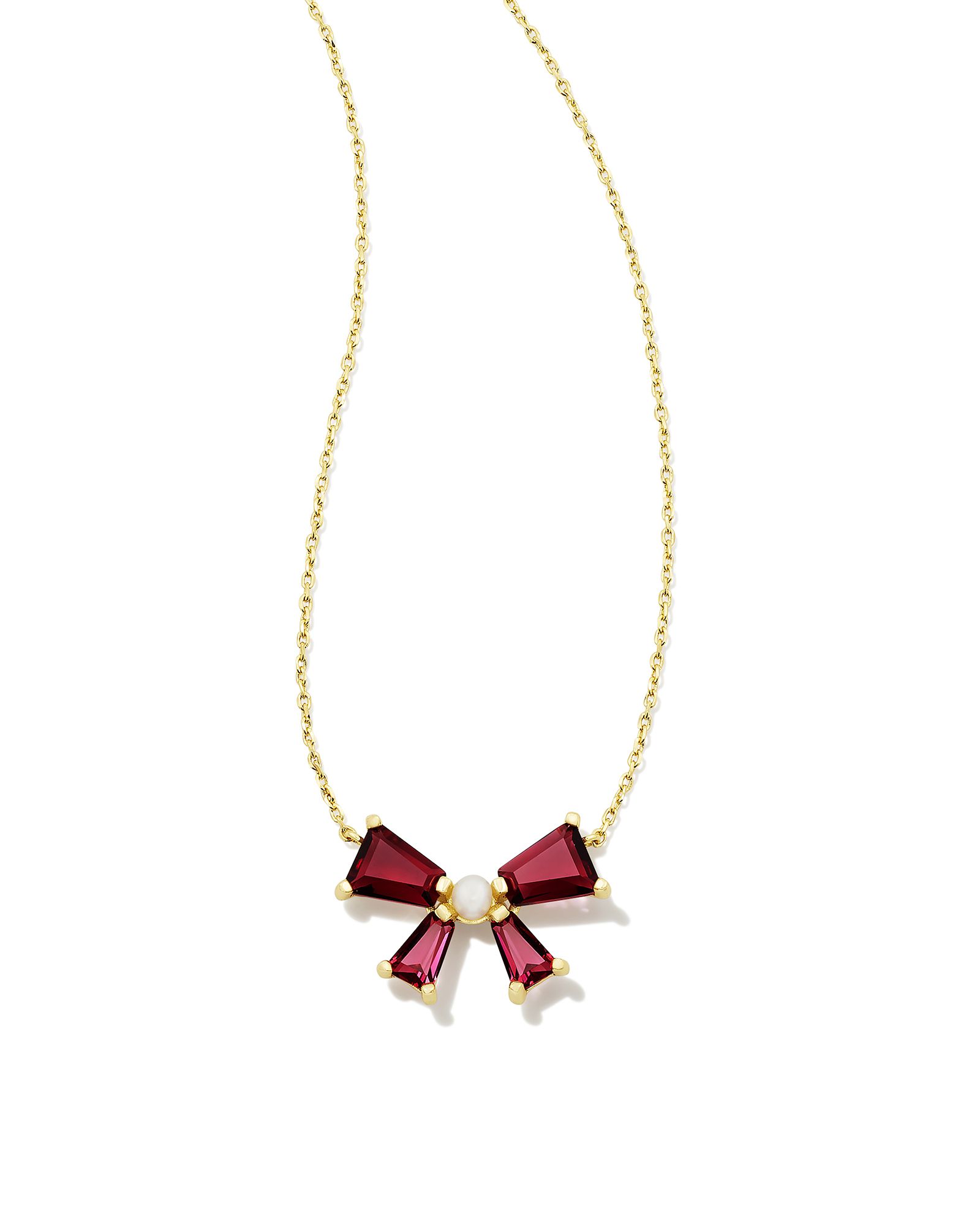 Blair Gold Bow Short Pendant Necklace in Red Mix | Kendra Scott | Kendra Scott