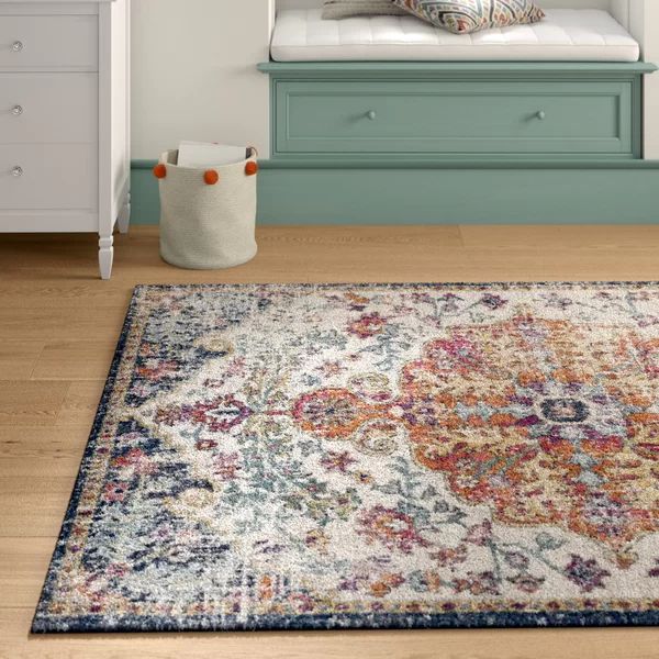 Hillsby Oriental Orange/Navy Area Rug | Wayfair North America