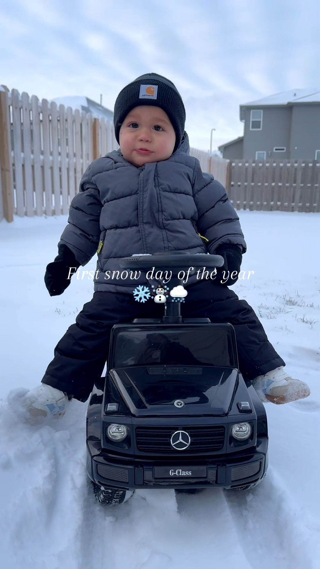 First snow day of the year ❄️ Bundled up in his cozy Carhartt beanie and cruising around in his new favorite toy. The mini Mercedes G-Wagon 🚙🤍 Linking his winter gear + toddler ride-on car. 

#snowday #firstsnow #boymom #toddlerlife #toddlermom #winterfun #carharttkids #toddlerfashion #kidswintergear #rideontoys #toddleressentials #LTKkids 

#LTKGiftGuide #LTKKids #LTKCyberWeek