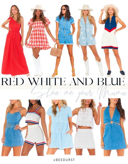 4th of July outfits! Fourth of July looks from Show Me Your Mumu, Red White and Blue outfits, patriotic outfits, red dress, denim outfit, denim romper

#LTKSeasonal #LTKFind #LTKstyletip