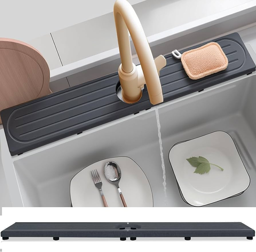 Fast Drying Stone Faucet Mat for Kitchen Sink with Raised Feet, Water Absorbent Diatomite Stone S... | Amazon (US)