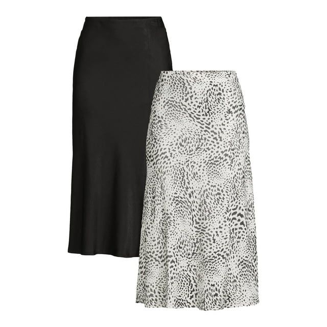 Time and Tru Women's Midi Slip Skirt, 2-Pack, Sizes XS-XXXL | Walmart (US)