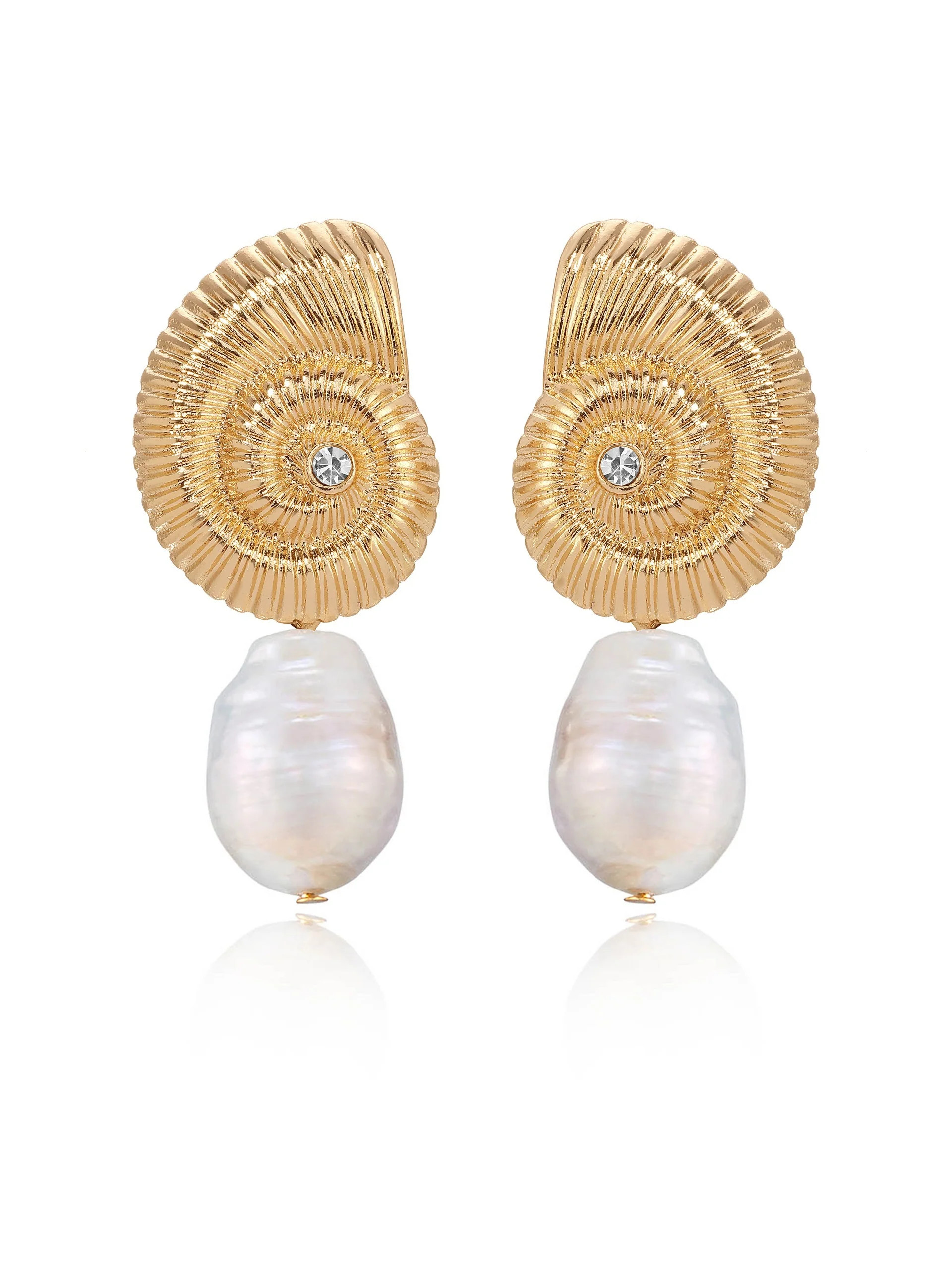 Nautilus Shell Freshwater Pearl Earrings | Ettika