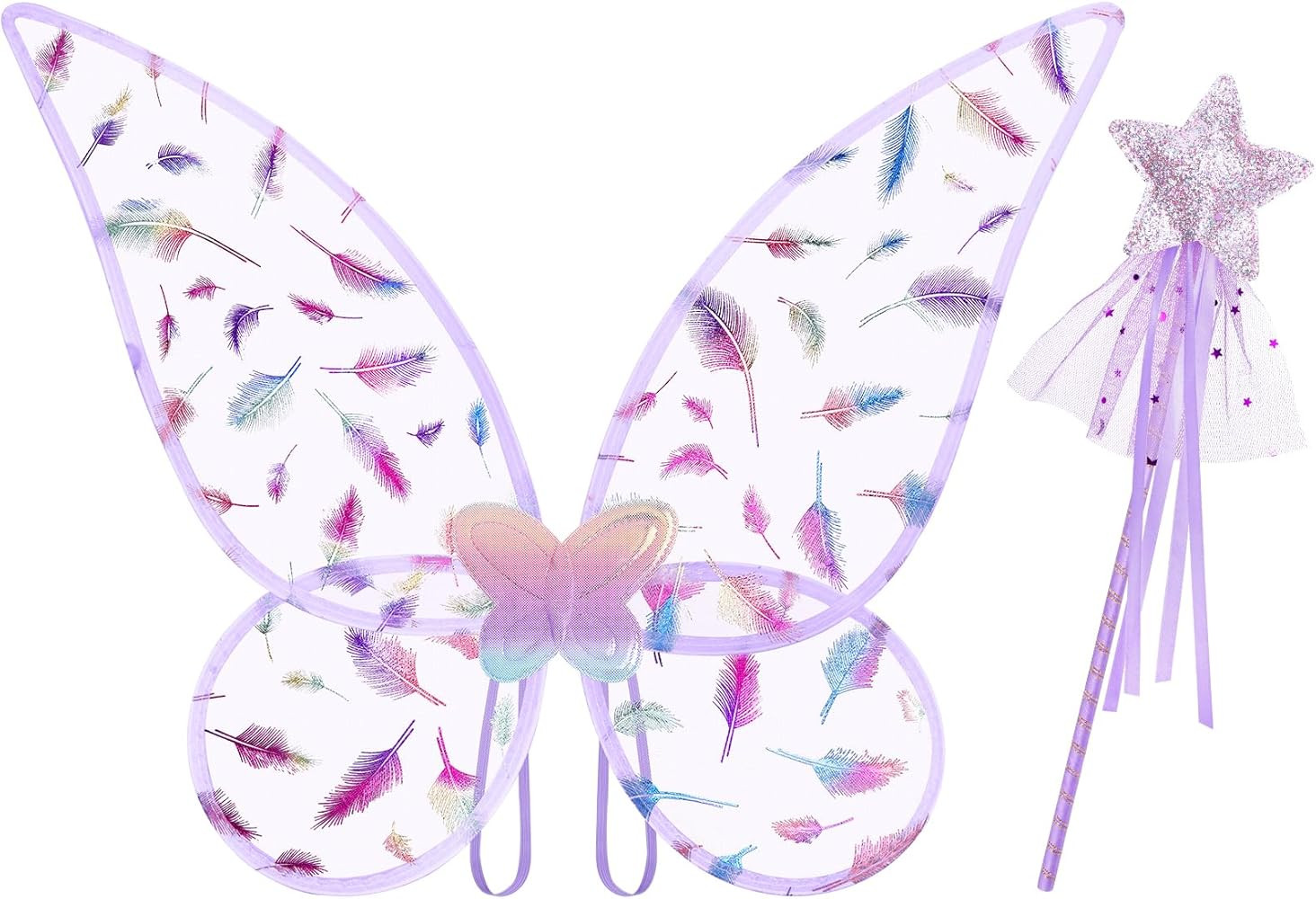 Fairy Wings for Girls, Princess Butterfly Wings with Fairy Wand Angel Wing for Halloween Cosplay ... | Amazon (US)