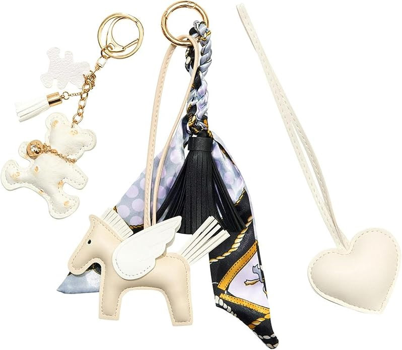Malibu Sugar Bag Charm Set – 3 Faux Leather Charms for Handbags & Keychains – Heart Horse & T... | Amazon (US)