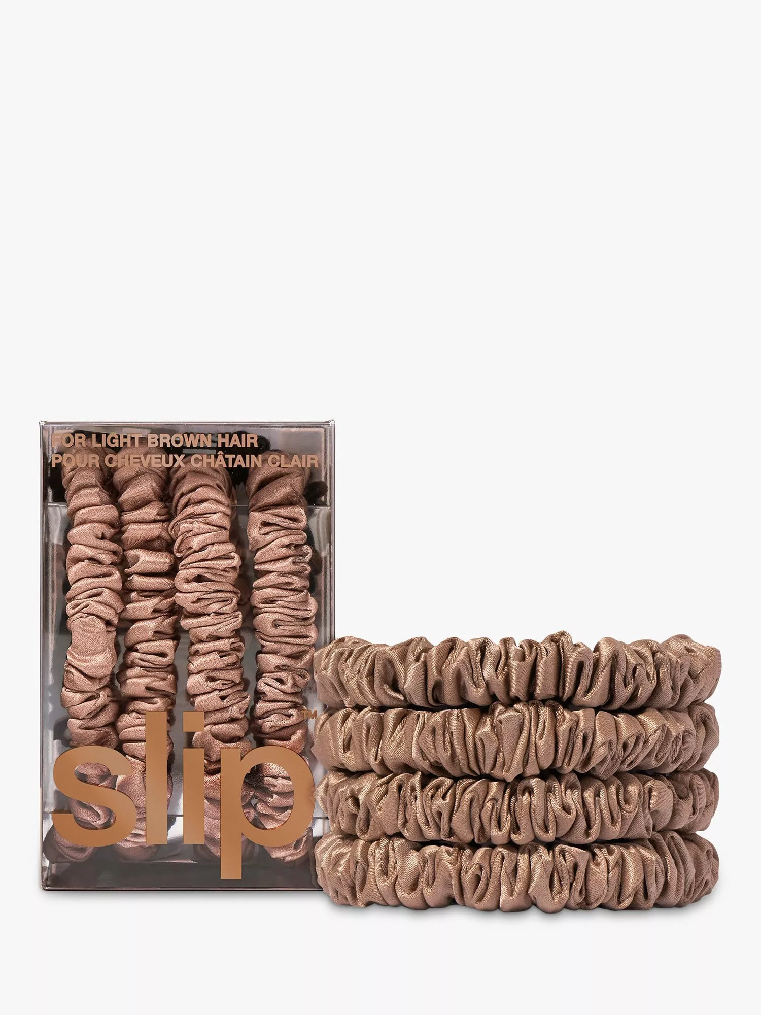 Slip®Pure Silk Skinny Scrunchies, Light Brown | John Lewis (UK)
