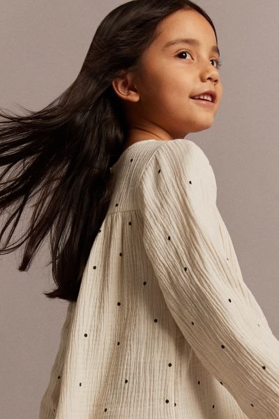 A-line Muslin Dress - Natural white/dotted - Kids | H&M US | H&M (US + CA)
