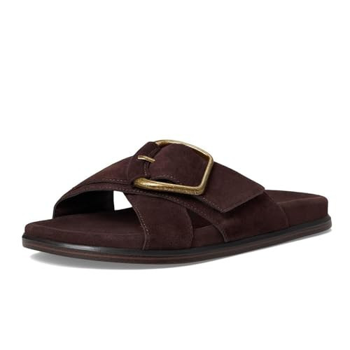 Flat Sandals for Women Comfortable Slide Sandals Summer Suede Leather Slides Vacation Beach Shoes | Amazon (US)