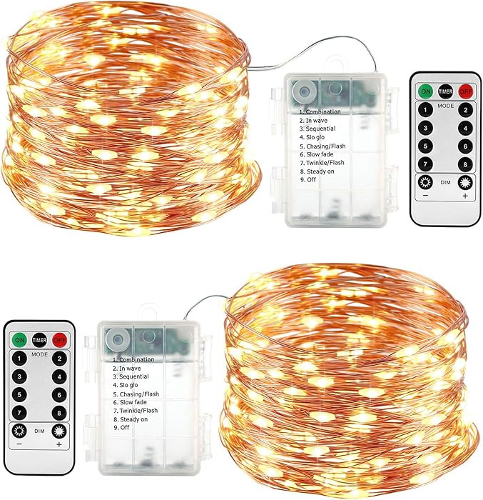 Lyhope 2 Pack Fairy Lights, Battery Operated Waterproof 8 Modes with Remote Control 33ft 100 Led ... | Amazon (CA)