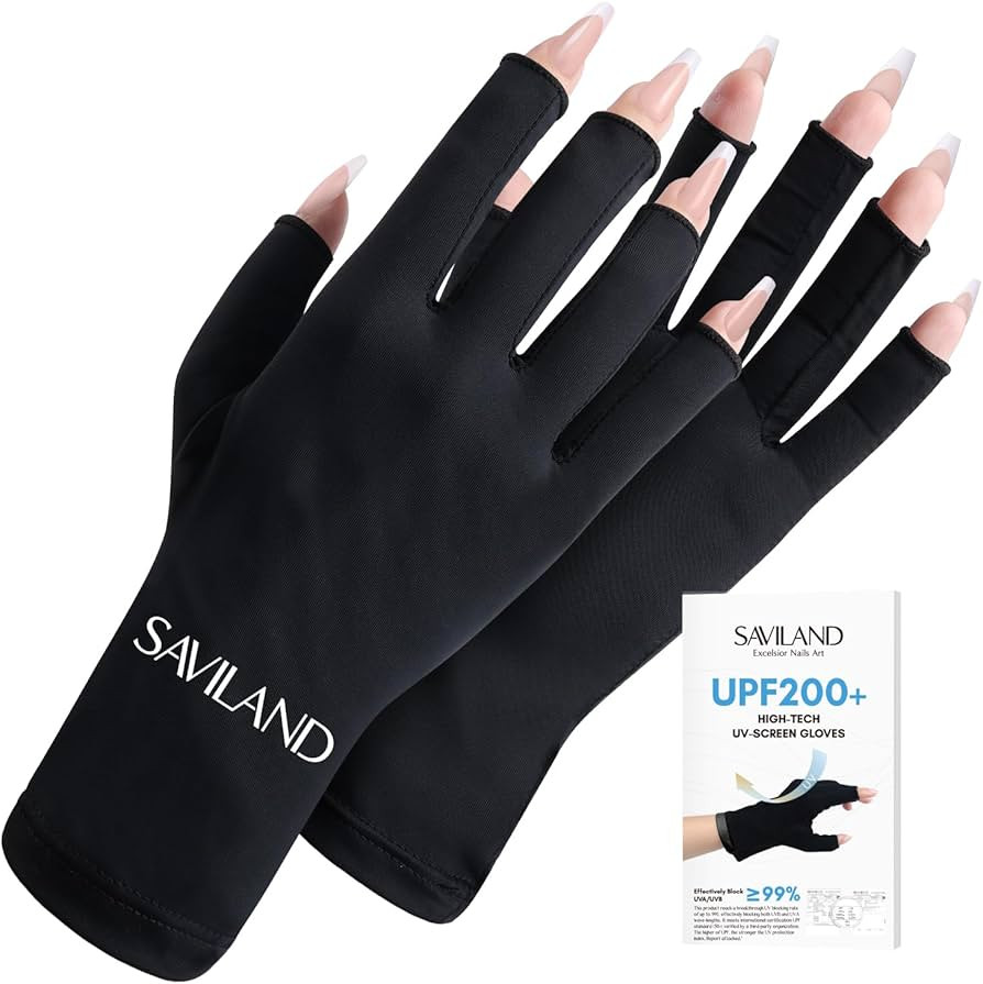 SAVILAND UV Gloves for Nails: Professional UPF200+ U V Glove for Gel Manicures Anti UVA & UVB 999... | Amazon (US)