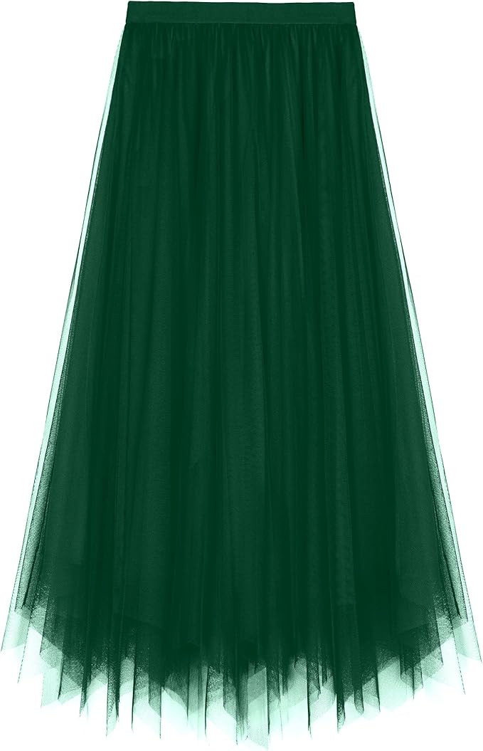 Kingfancy Women's Winter Skirts 2 Layered Tulle Tiered Long Skirts Elastic Waist A-Line Midi Skir... | Amazon (US)