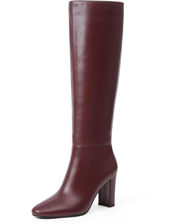 Modatope Knee High Boots for Women Chunky Heel Rounded Toe Womens Tall Boots | Amazon (US)