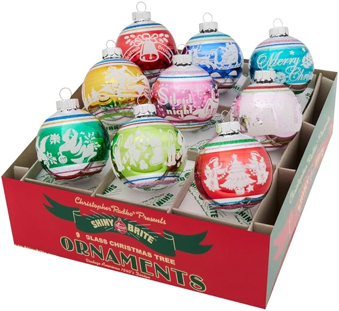 Shiny Brite Christmas Confetti 9 Count 2.5" Signature Flocked Rounds | Amazon (US)