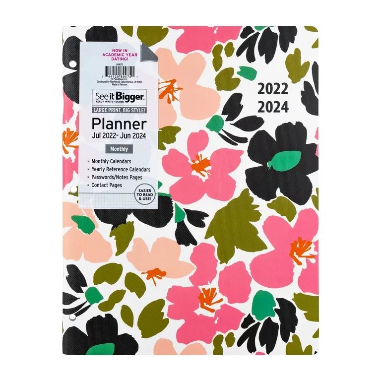 See it Bigger Monthly Planner, 24 Months July 2022 - June 2024 (8.5" x 11") Floral | Walmart (US)