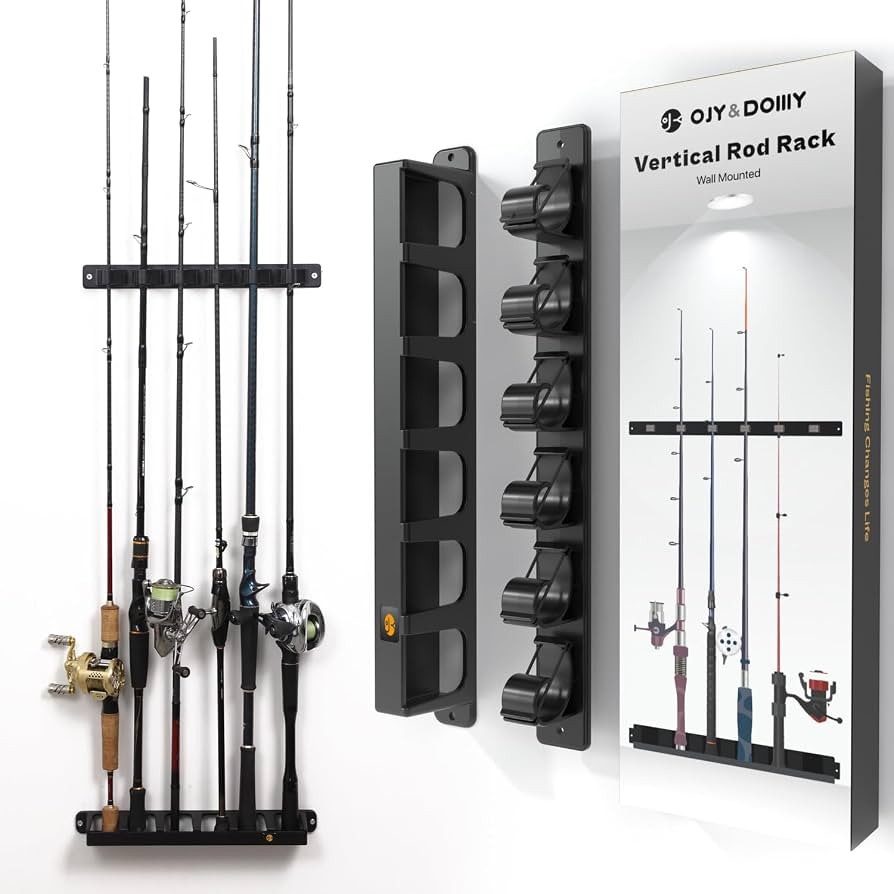 OJYDOIIIY Wall Mount Fishing Rod Holders,Vertical Fishing Pole Storage Rack for Garage | Amazon (US)