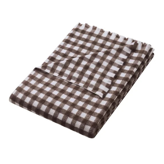 My Texas House Brown Woven Gingham Fringe Throw, 60" x 80" | Walmart (US)