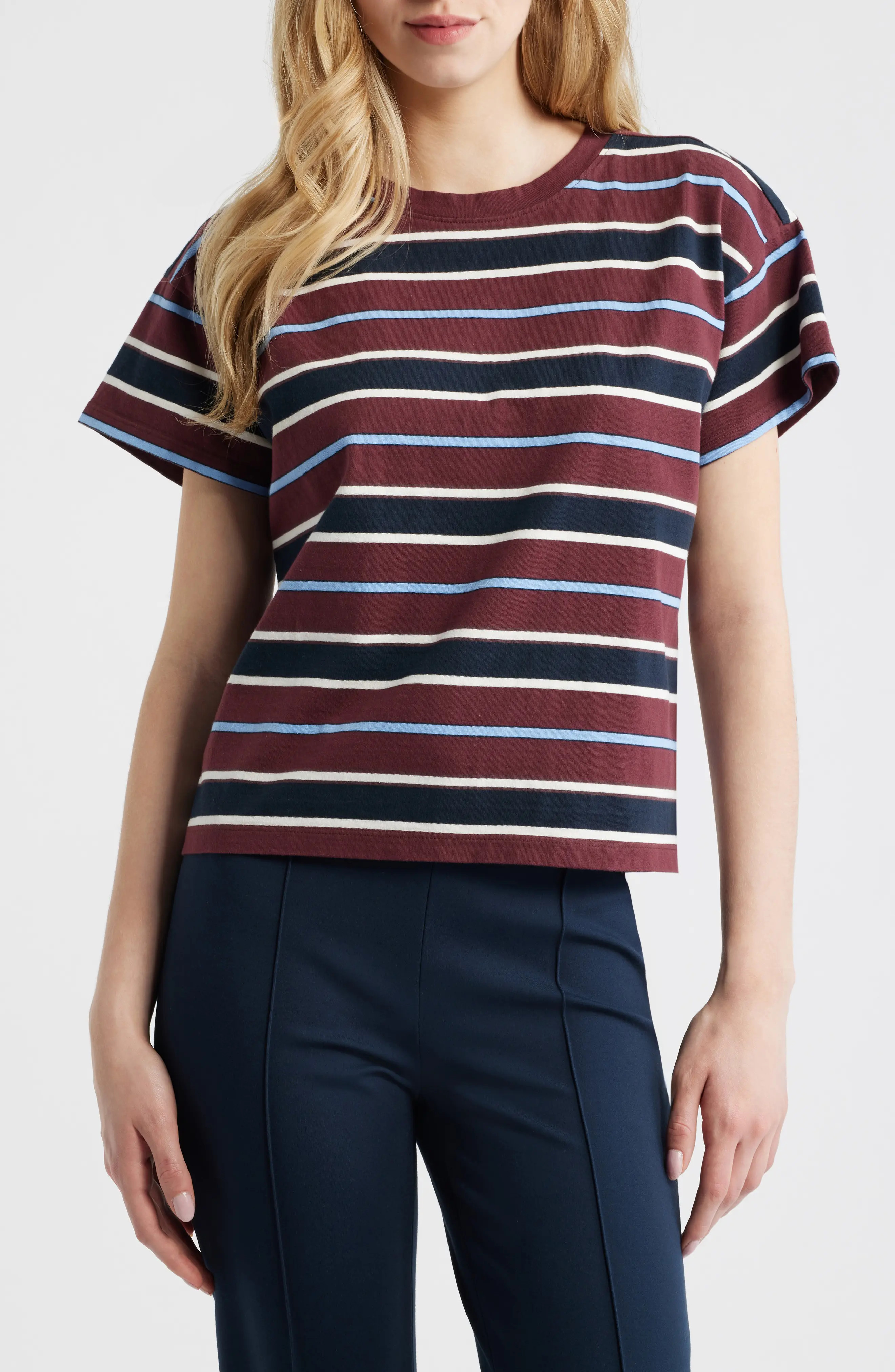 Kelly Stripe Boxy Cotton T-Shirt (Women) | Nordstrom | Nordstrom