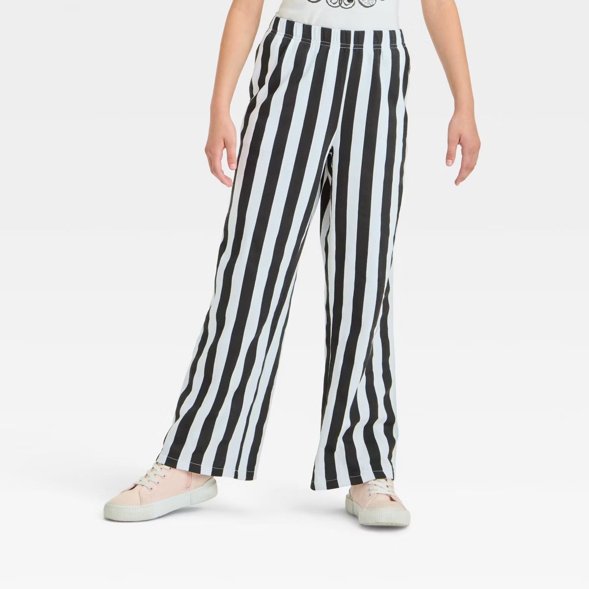 Girls' Beetlejuice Striped Jogger Pants - White | Target