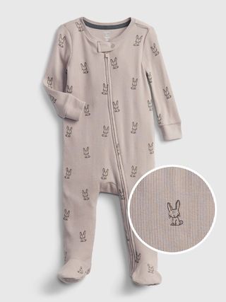 Baby 100% Organic Cotton Bunny Zipper-Front Footed One-Piece | Gap (US)