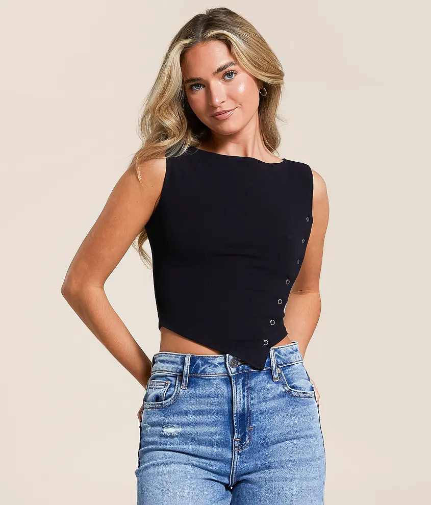 Studio Asymmetrical Cropped Tank Top | Buckle