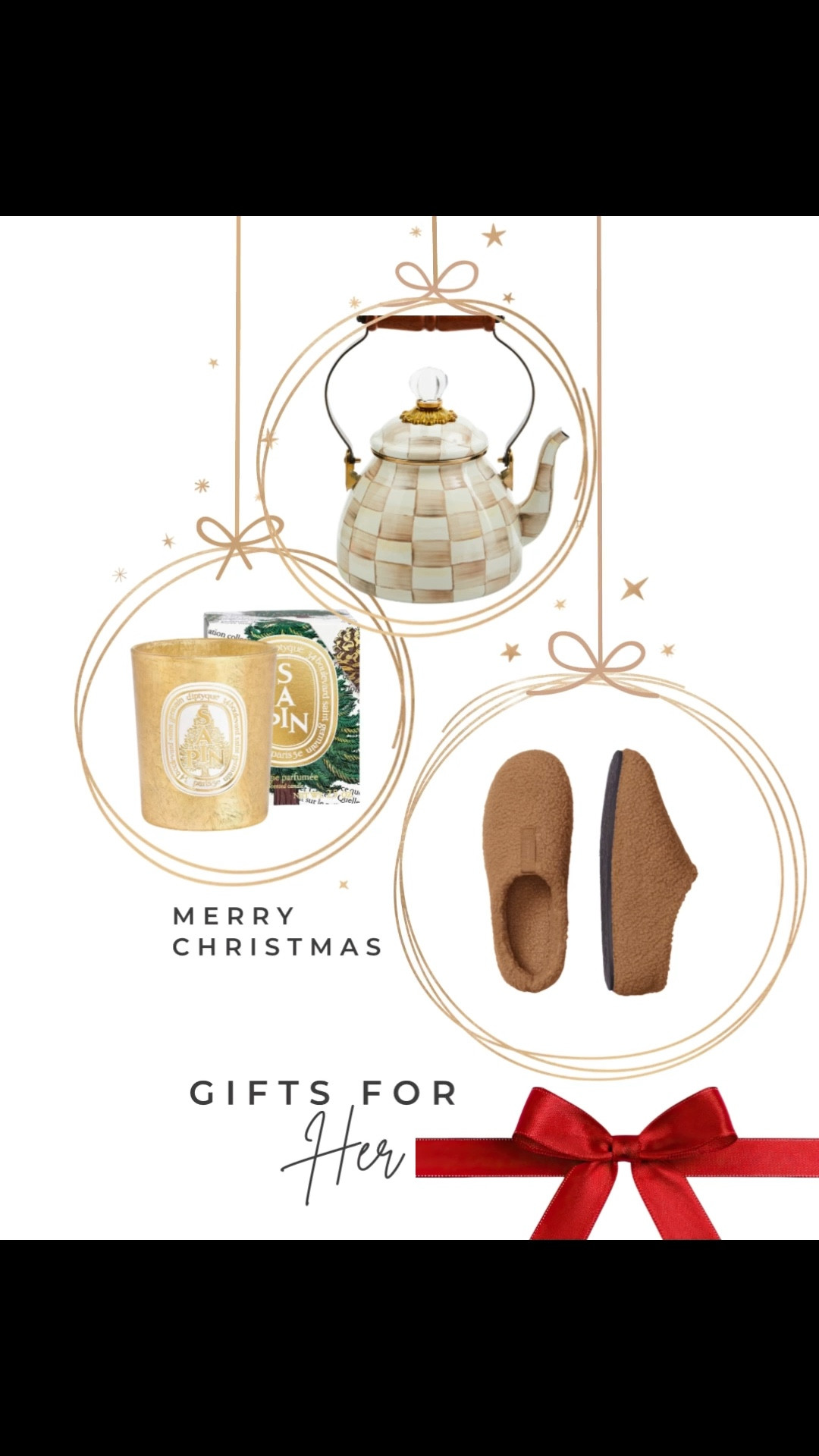 Gifts for her
Gifts for mom
Gifts for the special lady in your life 
Christmas gifts 
Slippers
Tea pot
Candle

