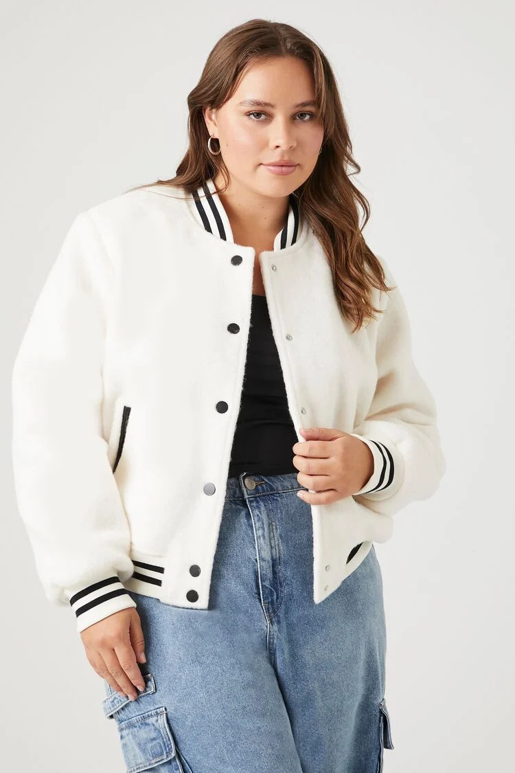 Plus Size Varsity Letterman Jacket | Forever 21 (US)