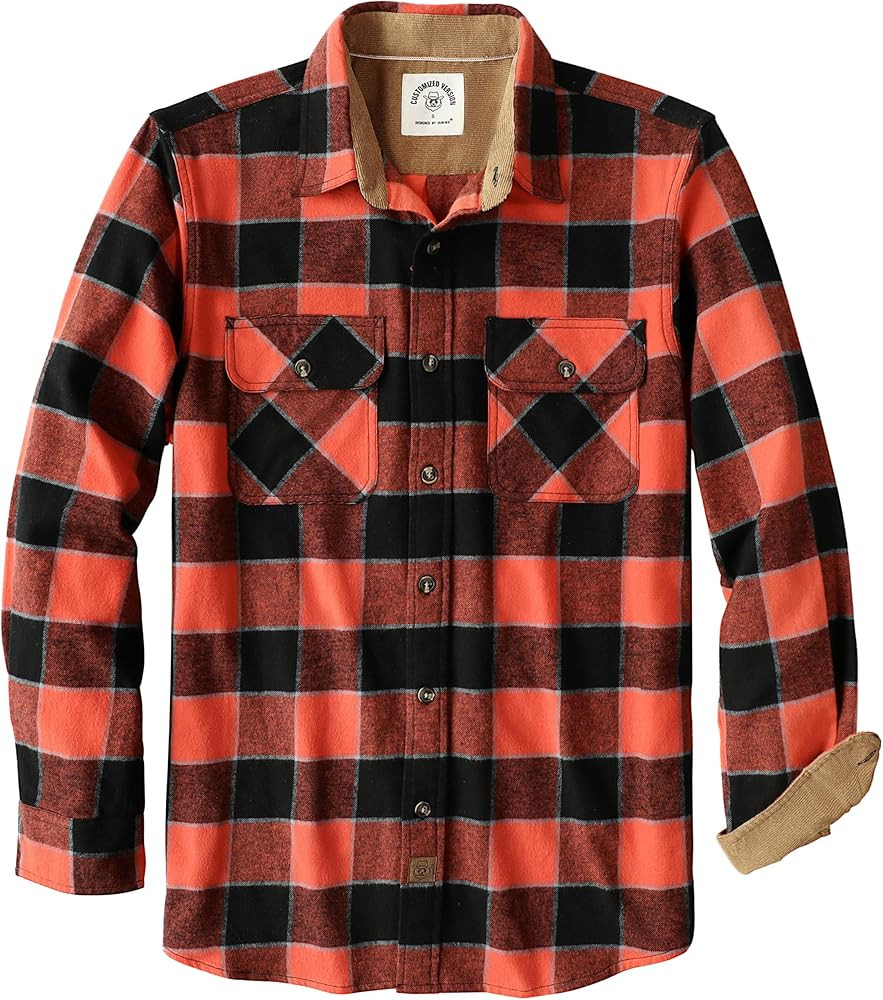 Dubinik® Mens Flannel Shirt Long Sleeve Button Down Plaid All Cotton Soft Brushed Flannel Shirt ... | Amazon (US)