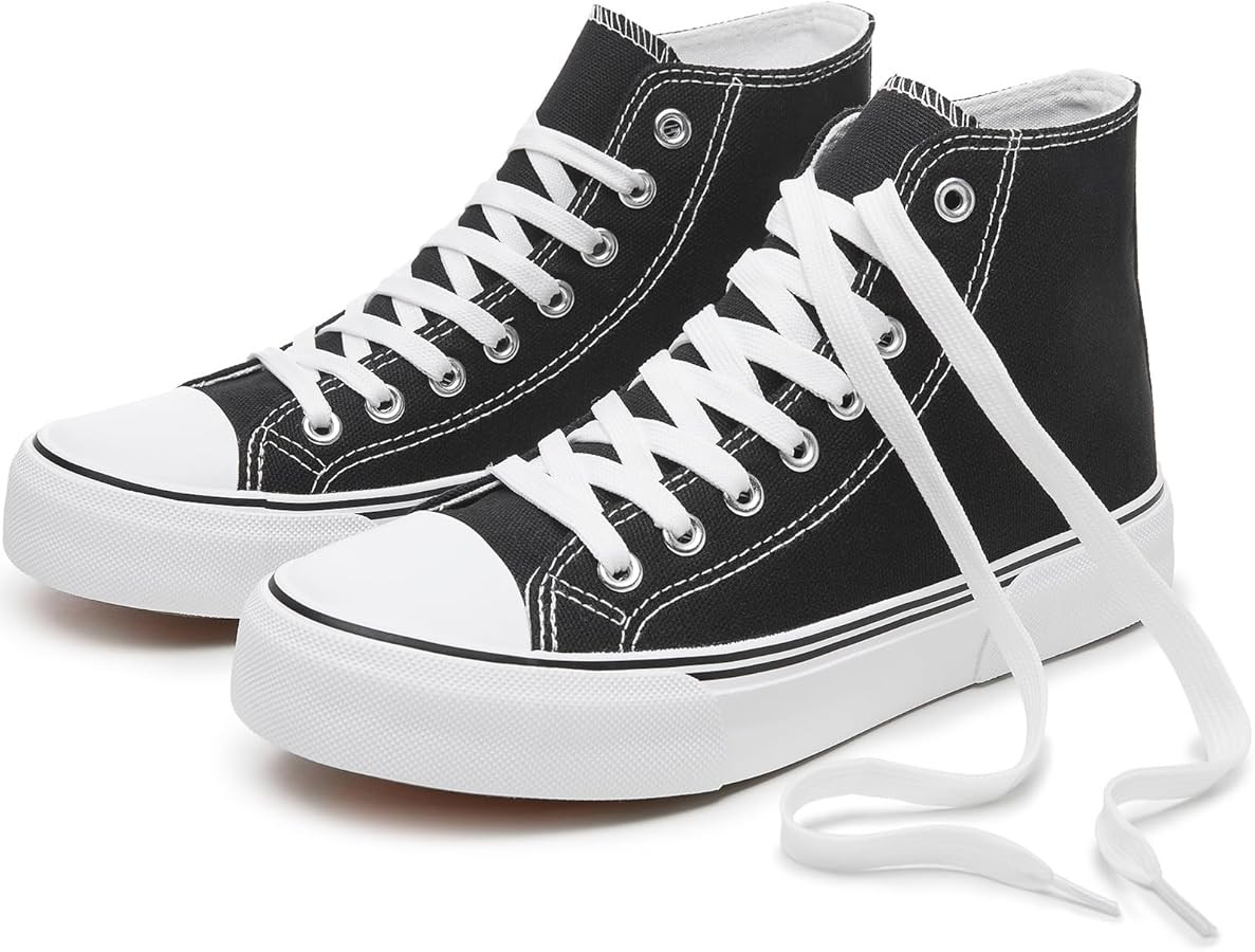 hash bubbie Unisex Fashion High top Sneakers Womens Classic High Tops Canvas Shoes Casual Tennis ... | Amazon (US)