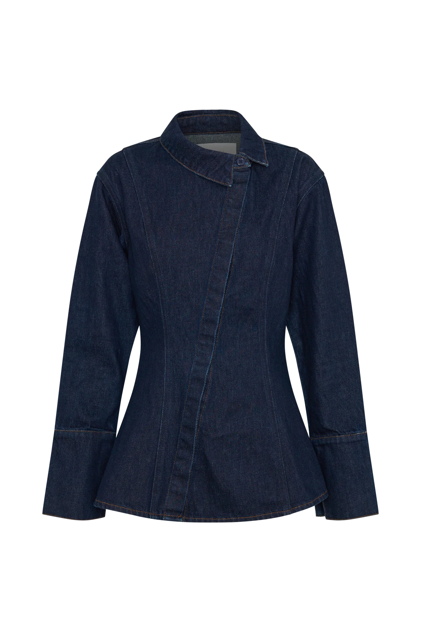 Jericho Asymmetrical Denim Shirt - Indigo Blue | Meshki (APAC)
