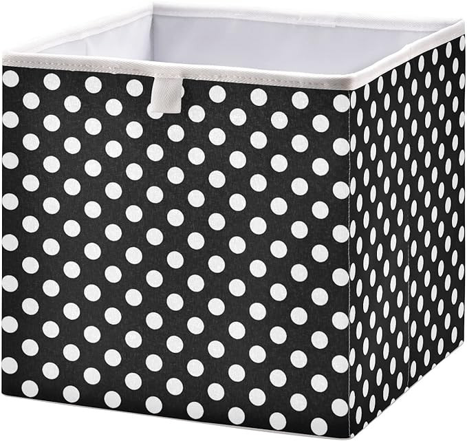 CaTaKu Polka Dot Storage Cubes Organizer Bins, 11-Inch Foldable Bins, Black and White Fabric Bask... | Amazon (US)