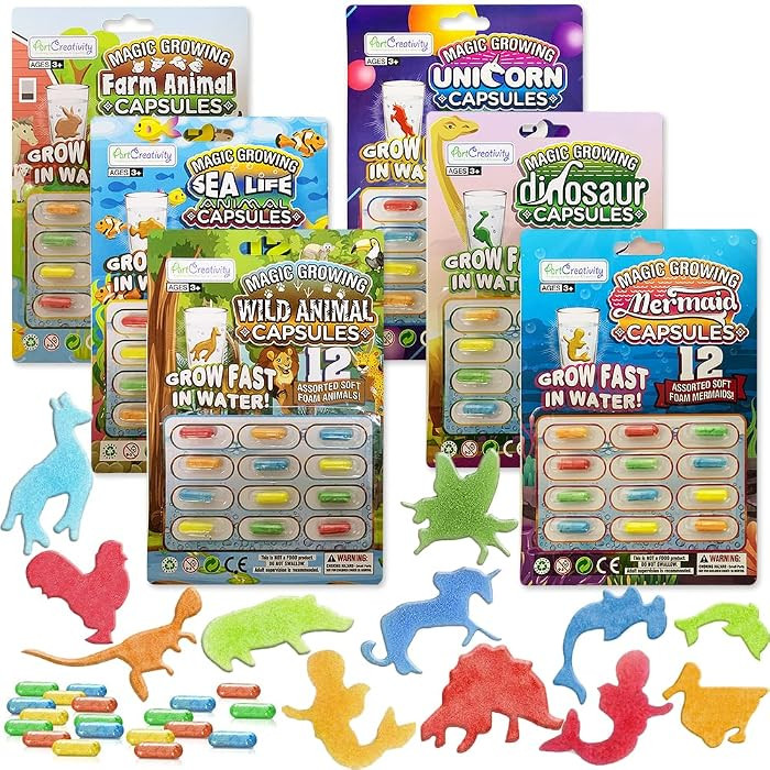 ArtCreativity Magic Growing Capsules, 6 Theme Packs, 72 Capsules - Unicorn, Mermaid, Dinosaur, Se... | Amazon (US)