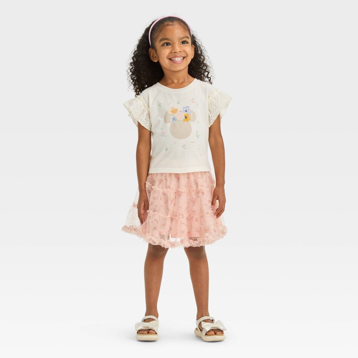 Toddler Girls' Disney Minnie Mouse Top and Skirt Set - Light Pink/Cream 12M | Target