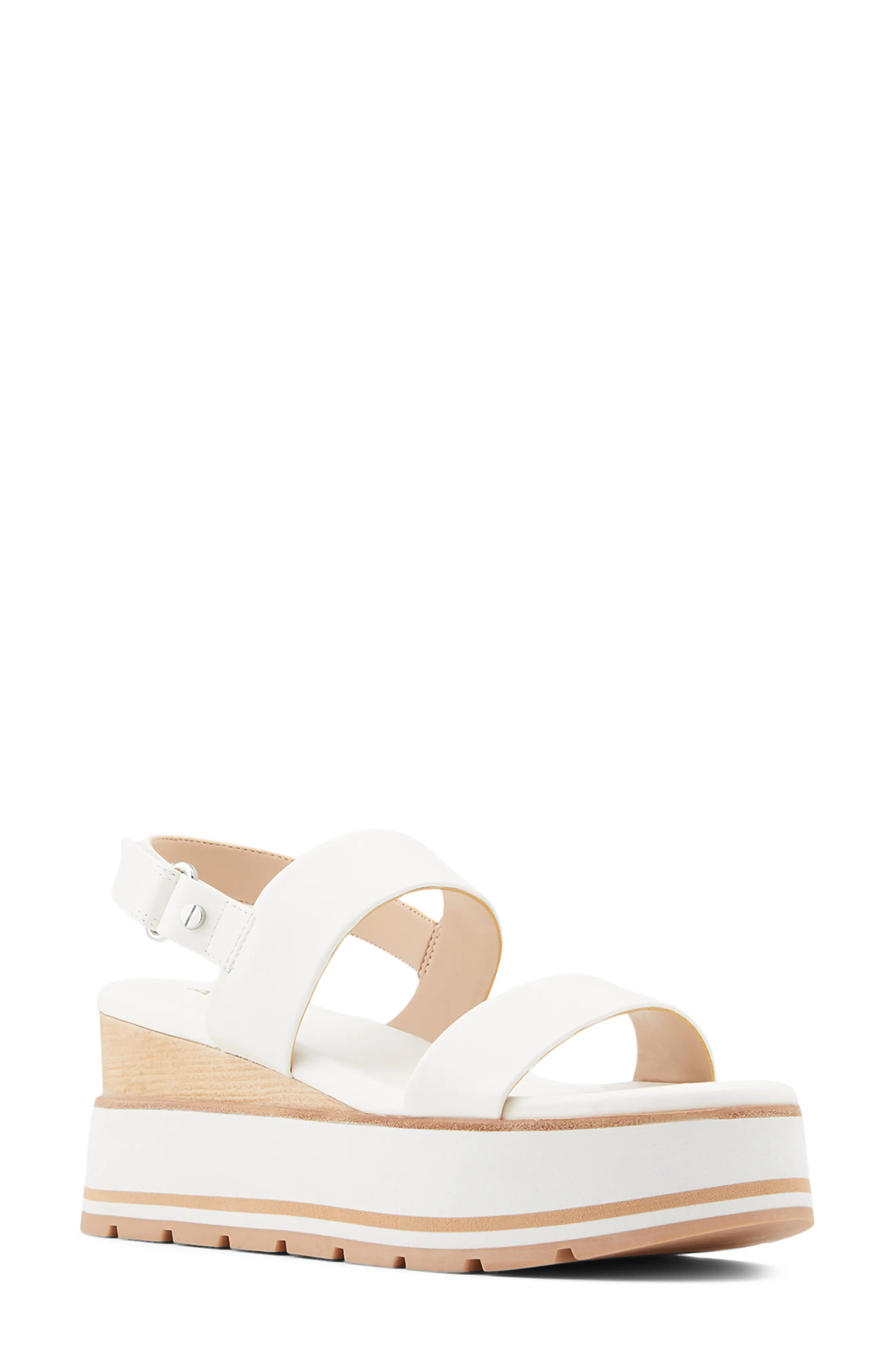 ALDO Onalisa Platform Wedge Sandal in White Faux Leather at Nordstrom, Size 8.5 | Nordstrom