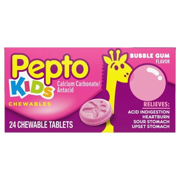 Pepto Kid's Chewable Tablets for Upset Stomach Bubblegum Flavor 24 Ct | Walmart (US)