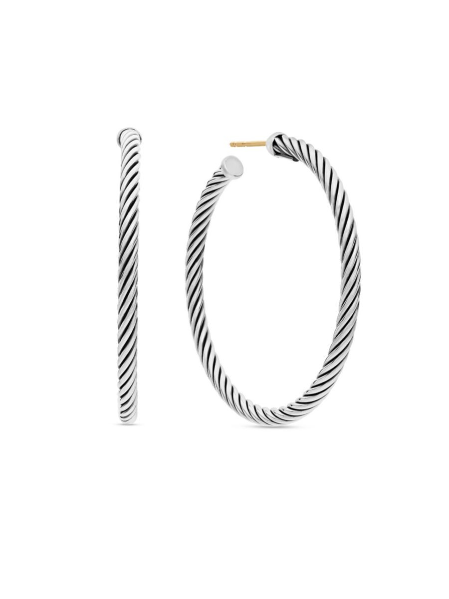 Cable Sterling Silver Hoop Earrings | Saks Fifth Avenue