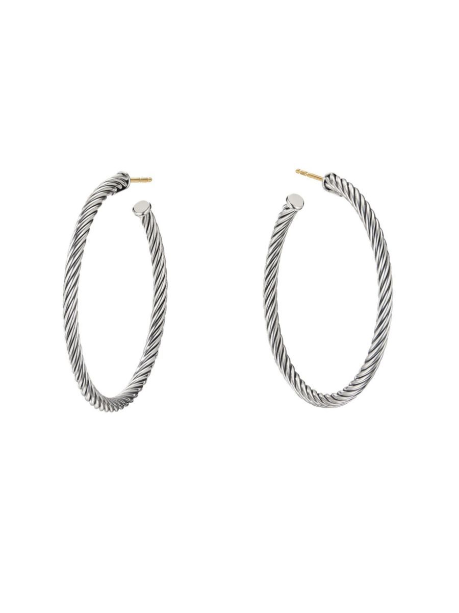 Cable Sterling Silver Hoop Earrings | Saks Fifth Avenue