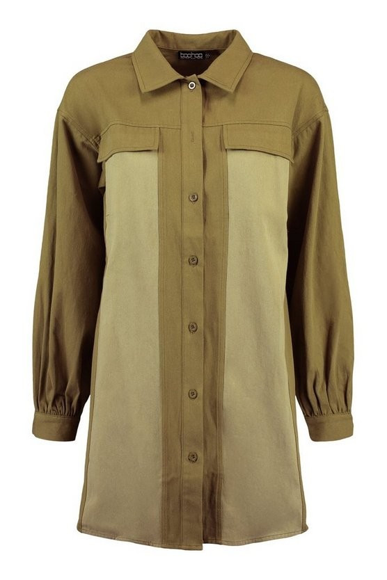 Contrast Panel Button Shirt Dress | Boohoo.com (US & CA)