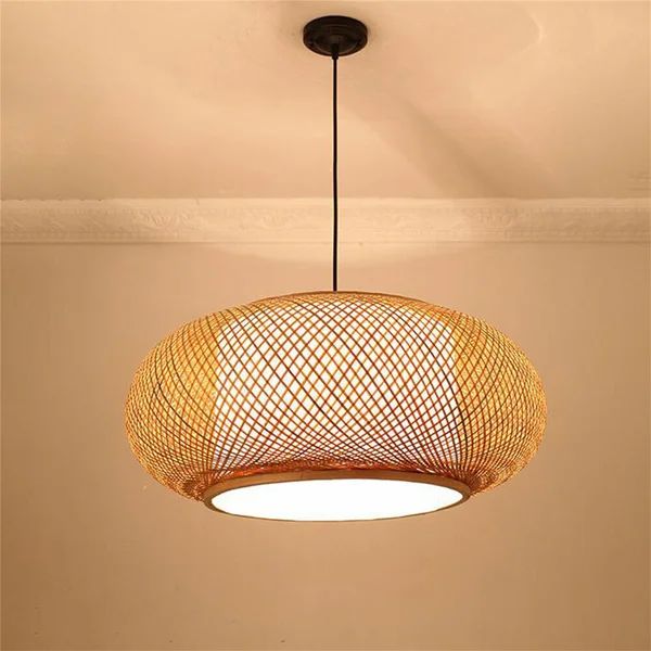 15.7" Hand-Woven Bamboo Rattan Pendant Light,Narural Bamboo Lantern Pendant Cage,Classic Rattan L... | Wayfair North America