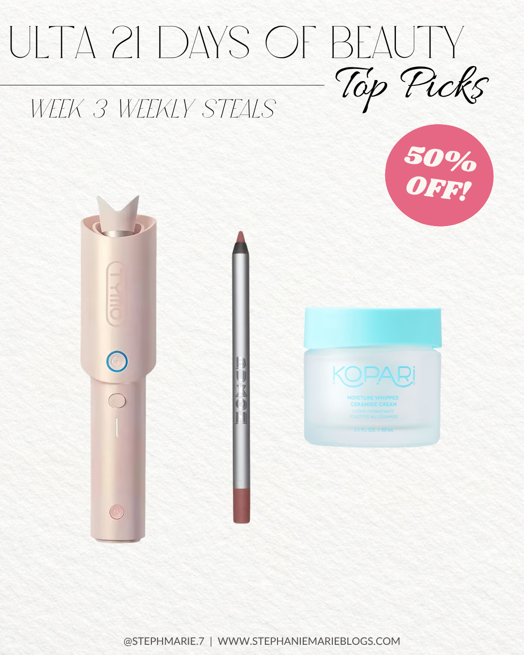 ULTA'S 21 DAYS OF BEAUTY SALE IS HERE ✨ These are my top picks included in this week's weekly steals and are 50% off through September 17! This TYMO curling iron gives you salon worthy hair at home, and the Buxom lip liner and Kopari cream are two favorites!  

 #LTKOver40 #LTKSaleAlert #LTKBeauty