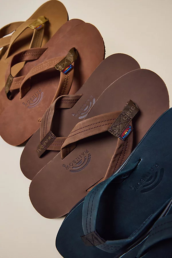 Rainbow Men's Leather Single Layer Flip Flop Sandals in Expresso, Men's at Urban Outfitters | Urban Outfitters (US and RoW)