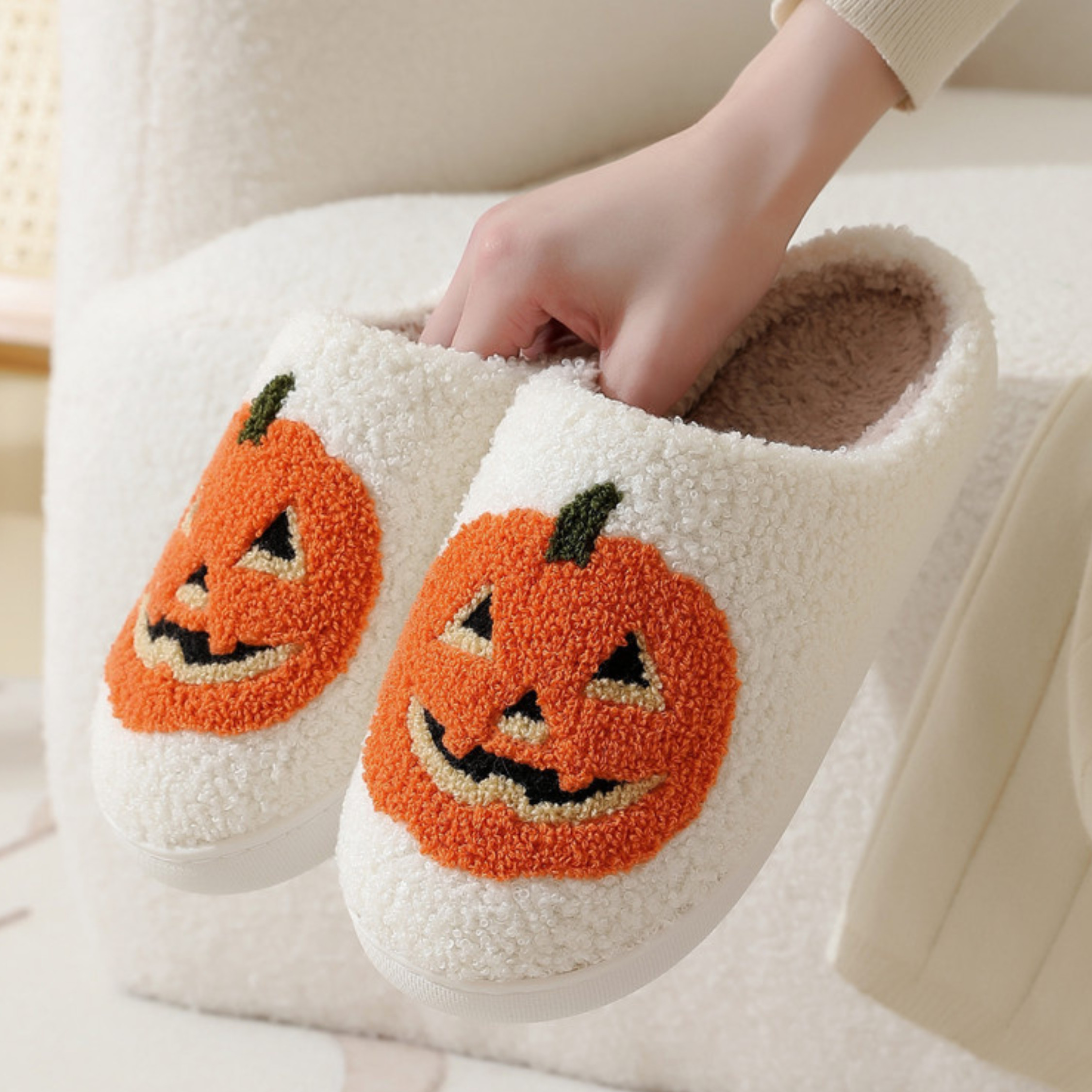 BERANMEY Cute Halloween Slippers for Women Perfect Soft Plush Comfy Warm Slip-On Halloween Pumpki... | Walmart (US)