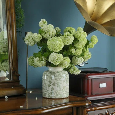 Vintage Floral Chinese Style Ceramic Vase, 6.2 Inches Ice Crackle Hand-Painted Light Green Botanical Pattern, Antique Style Home Decor | Wayfair North America