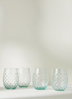 New Anthropologie Eva Hobnail Stemless Wine Glass Light Green Set Of 4  | eBay | eBay US