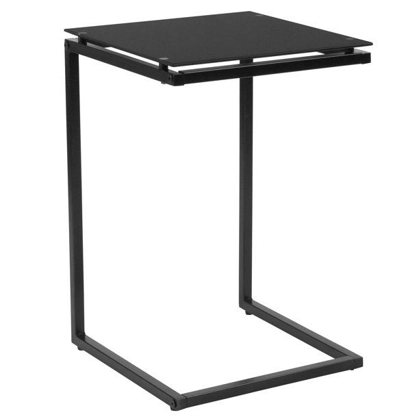 Flash Furniture Burbank Black Glass End Table with Black Metal Frame | Walmart (US)
